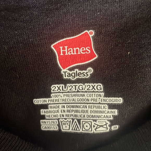 Hanes Tagless men black t-shirt 100% cotton Long Beach Reefer printed 2XL - Picture 4 of 4